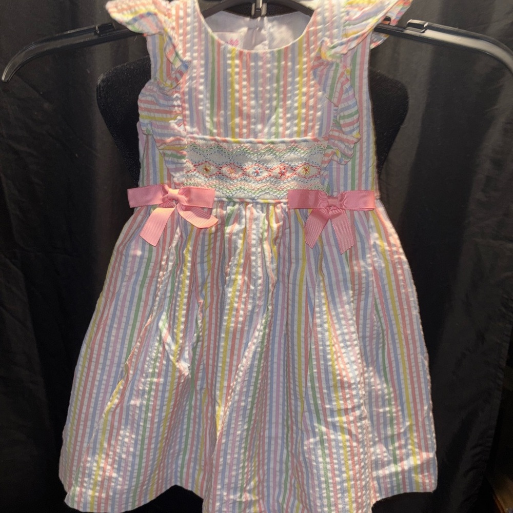 Bonnie Jean Multicolor Striped Dress with Pink Accents